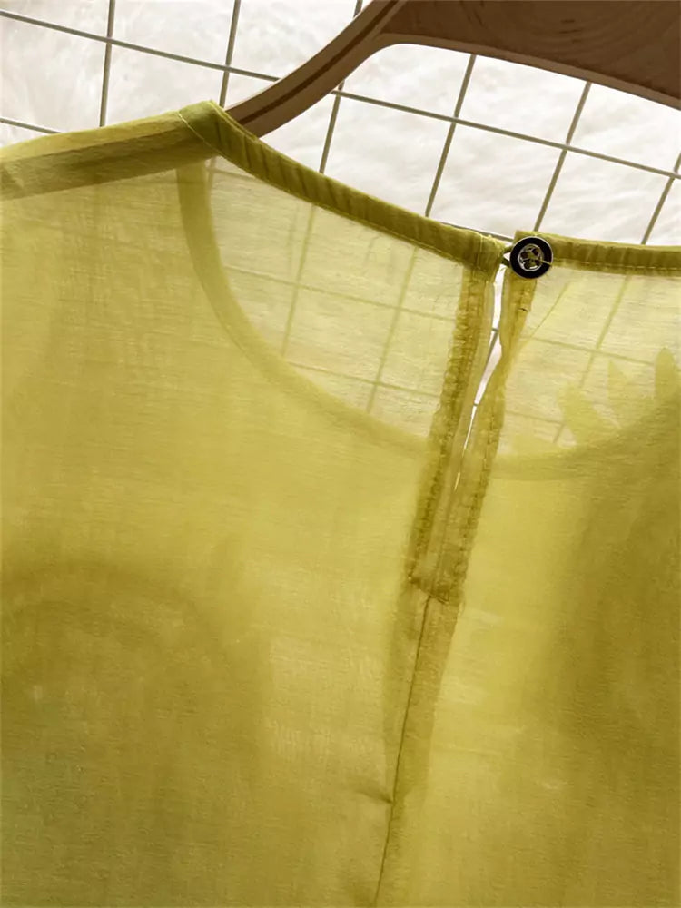 Französische 3D-Blumenbluse mit Puffärmeln und schmaler Passform für Damen