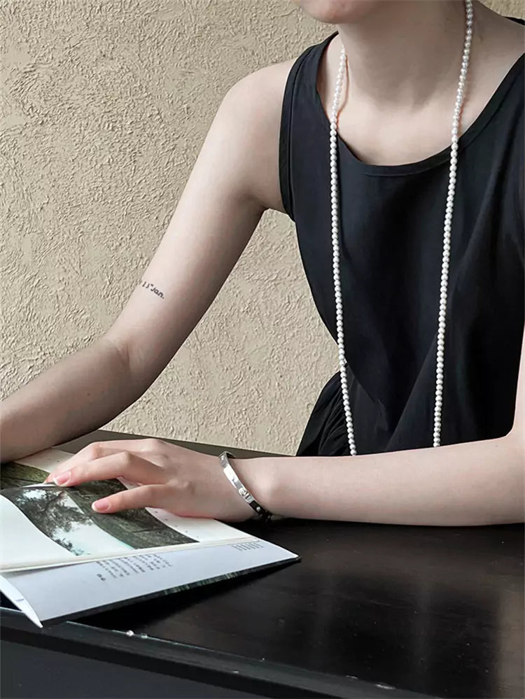 Black Minimalist Chic Pleated Tank A-line Maxi Dress