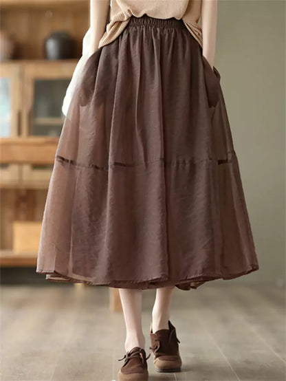 Eleganter A-Linien-Tüll-Patchworkrock mit künstlerischem Flair