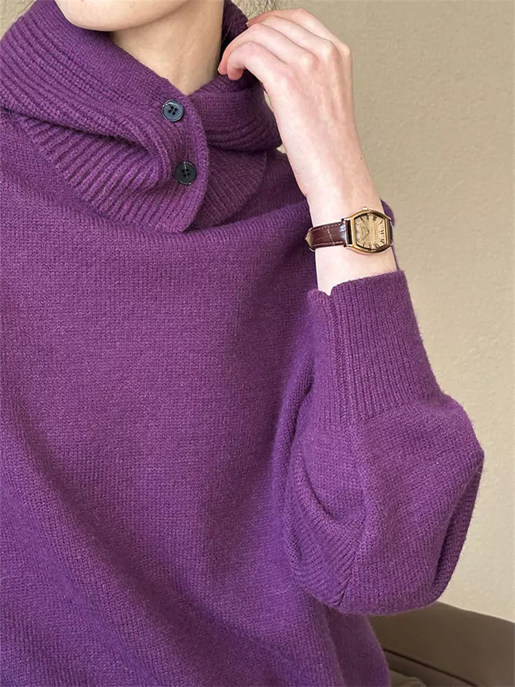 Gelber Damen-Strickpullover mit abnehmbarer Kapuze und Rundhalsausschnitt mit Design