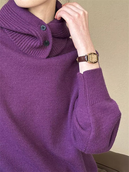 Suéter de punto con cuello redondo y capucha desmontable para mujer, color amarillo, con diseño