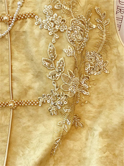 Neue bestickte Weste im chinesischen Stil für Damen mit Perlenknöpfen