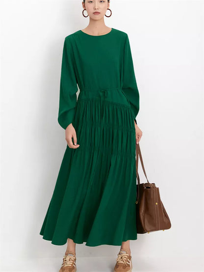 Women's Burgundy Crinkled Texture Maxi Dress