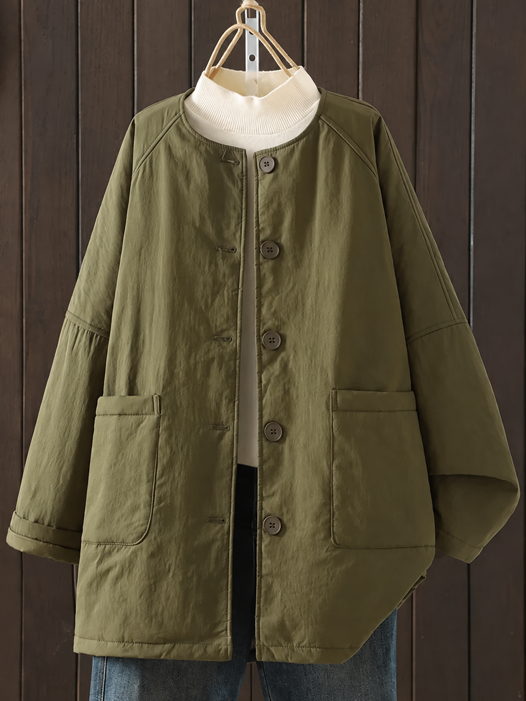 Casual Quilted Round Neck Padded Coat