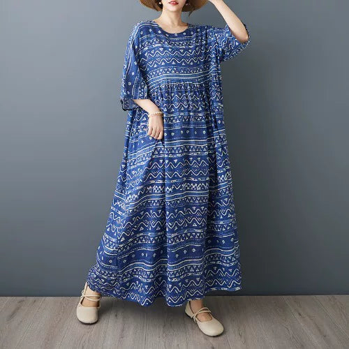 Blue Stripe Relaxed Fit Summer Dress