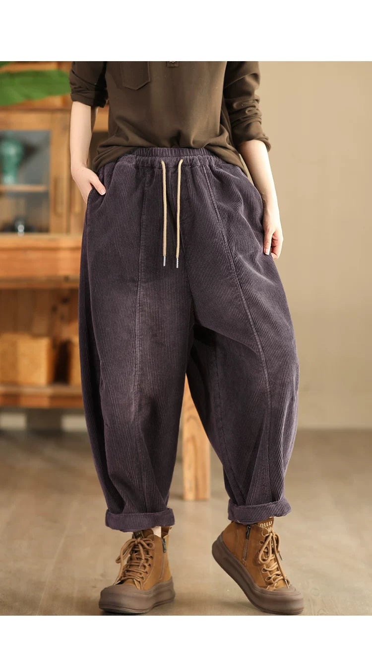 100% Cotton Corduroy Balloon-Leg Pants