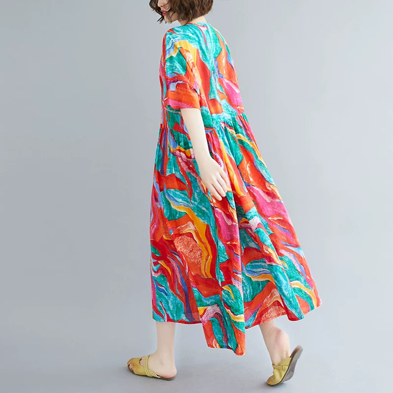 Relaxed Fit Red Midi Dress – Modest & Comfortable