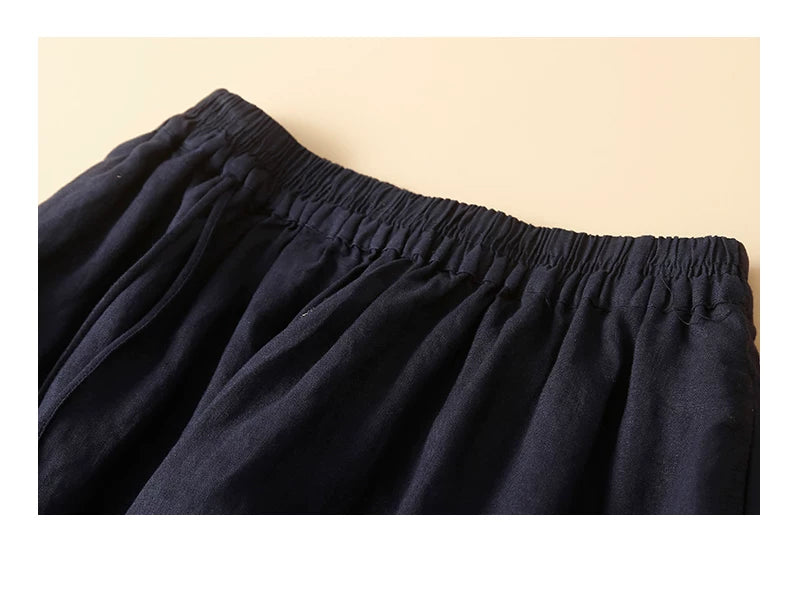 Embroidered Floral Pendant A-Line Midi Skirt, 100% Ramie