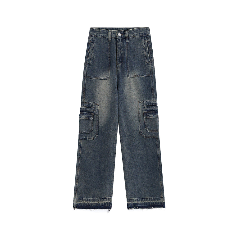 High Waist Vintage Washed Straight Leg Boyfriend Jeans
