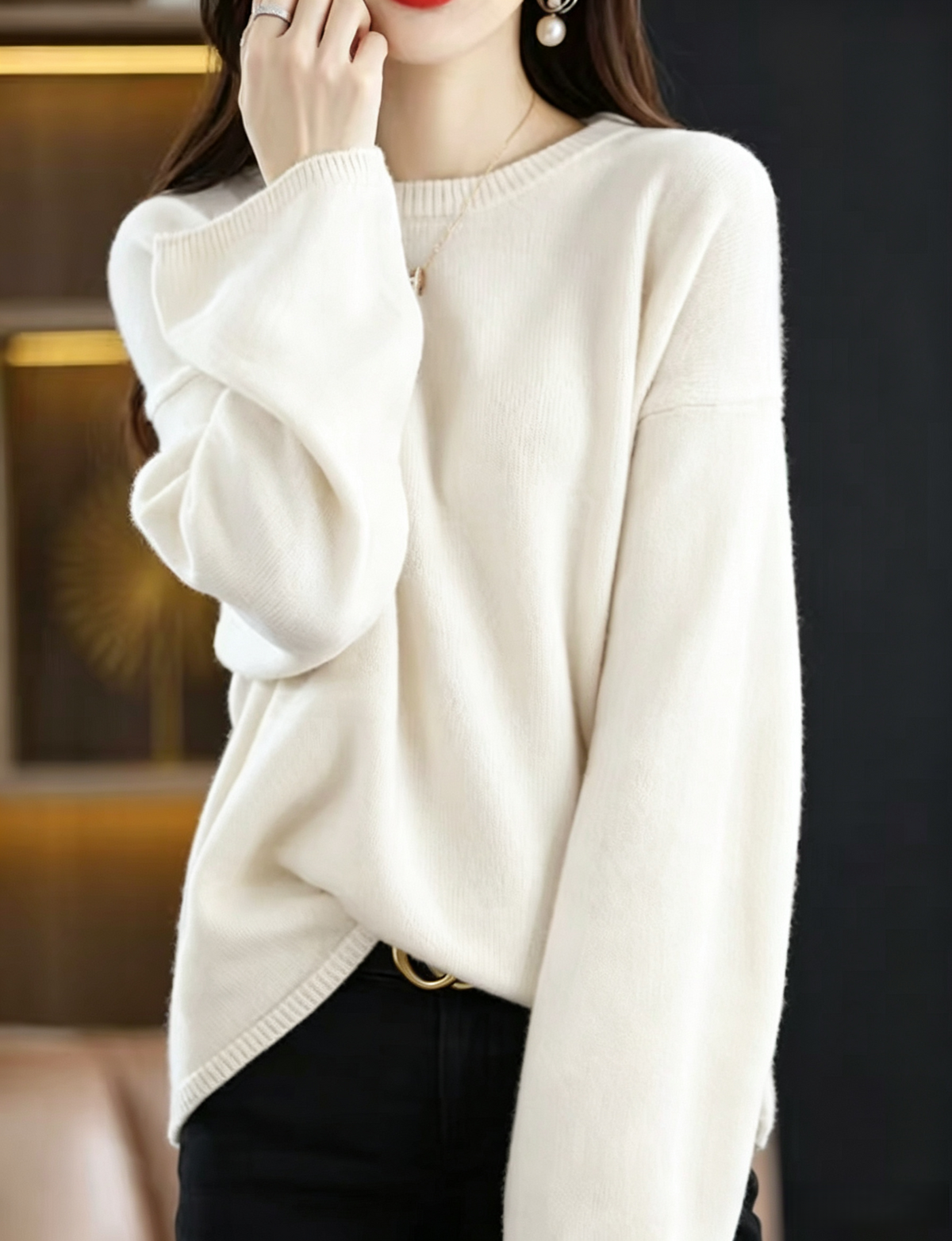 Oversized Drop-Shoulder Sweater in Soft Knit