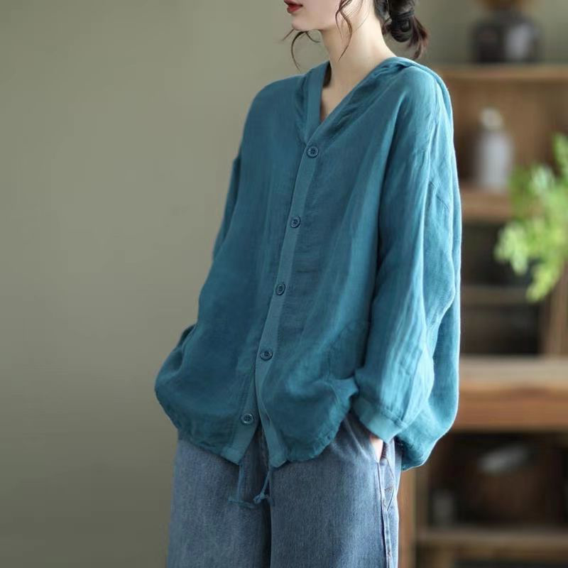 Relaxed Linen Hooded Jacket