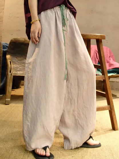 Retro Linen Wide-Leg Pants for Women