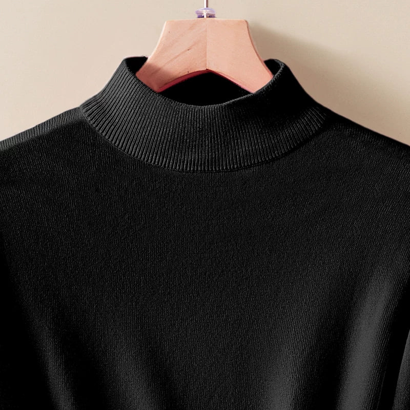 Relaxed Mock Neck Knit Top in Soft Viscose-Spandex