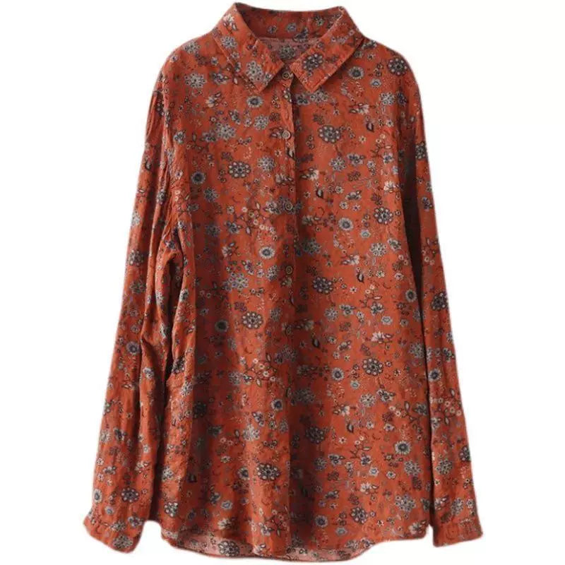 Relaxed Linen-Look Shirt with Standard Collar