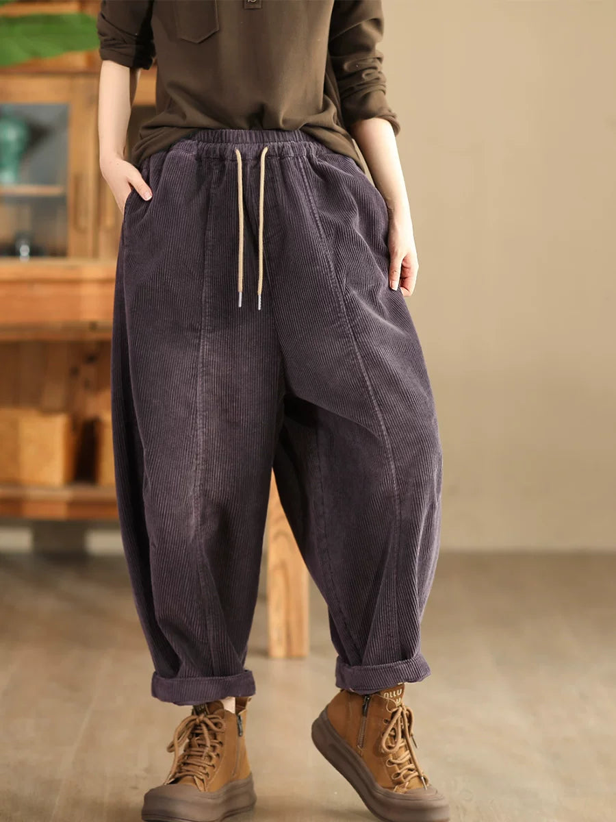 100% Cotton Corduroy Balloon-Leg Pants