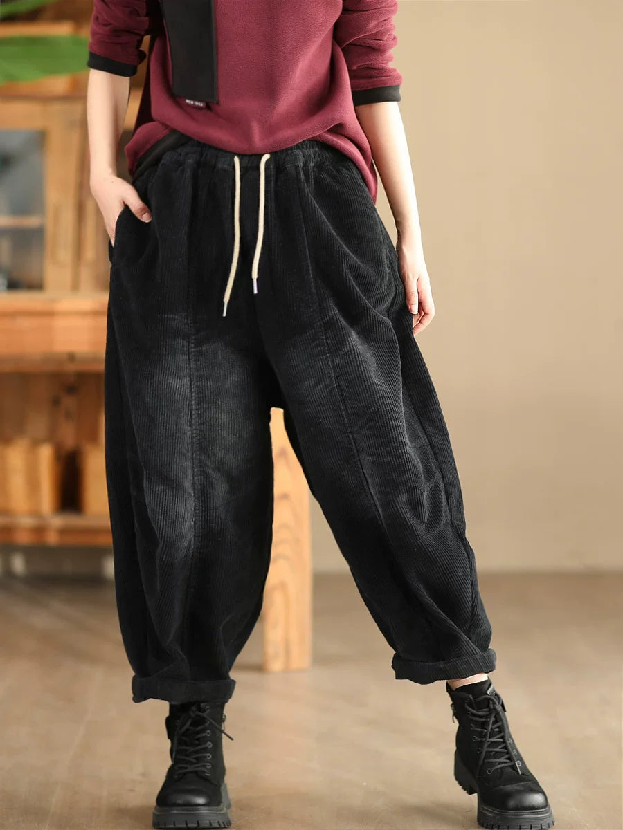 100% Cotton Corduroy Balloon-Leg Pants