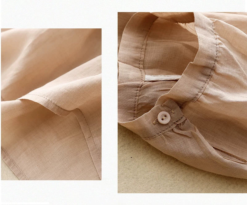 Embroidered Three Quarter Sleeve V-Neck Shirt