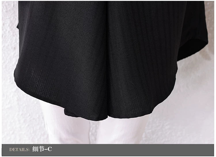 Black Tunic Top with Lace Cuff Trim