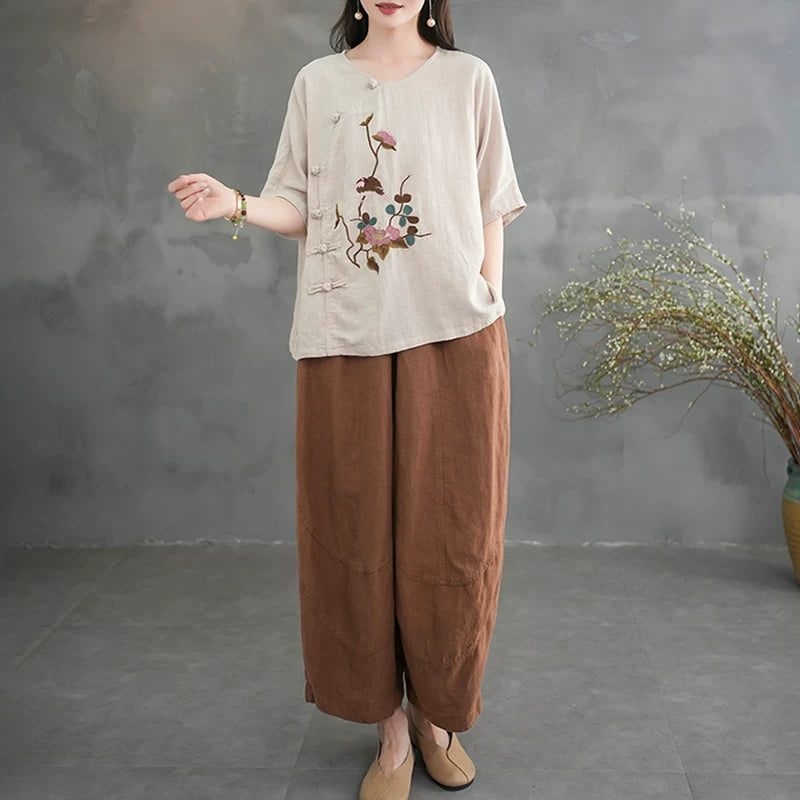 Relaxed Textured Two-Piece Set in Neutral Tones