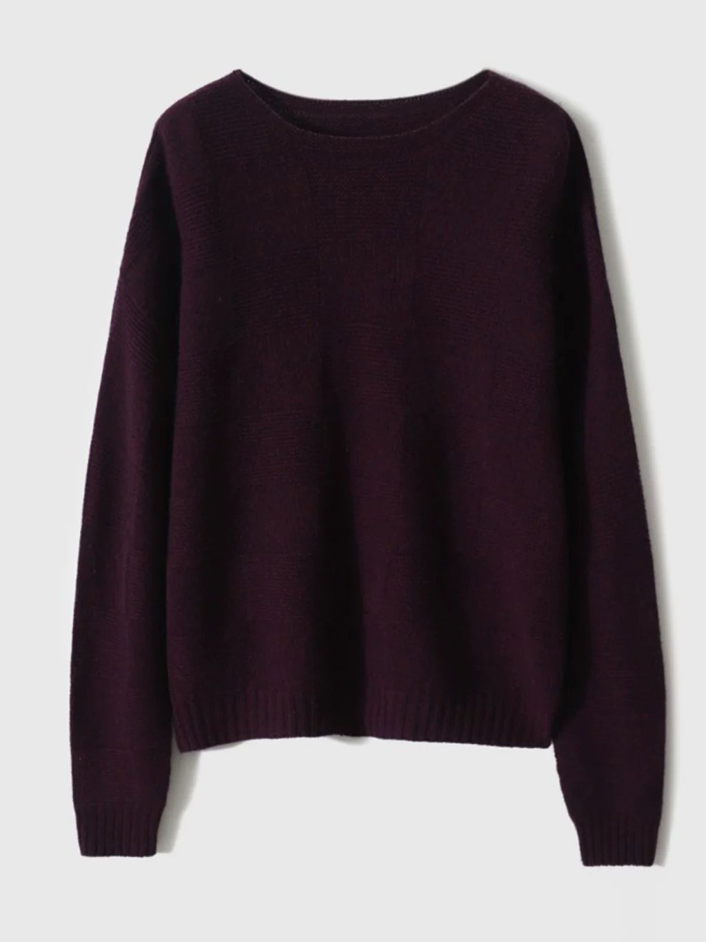 Relaxed Checkerboard Knit Top in Deep Purple