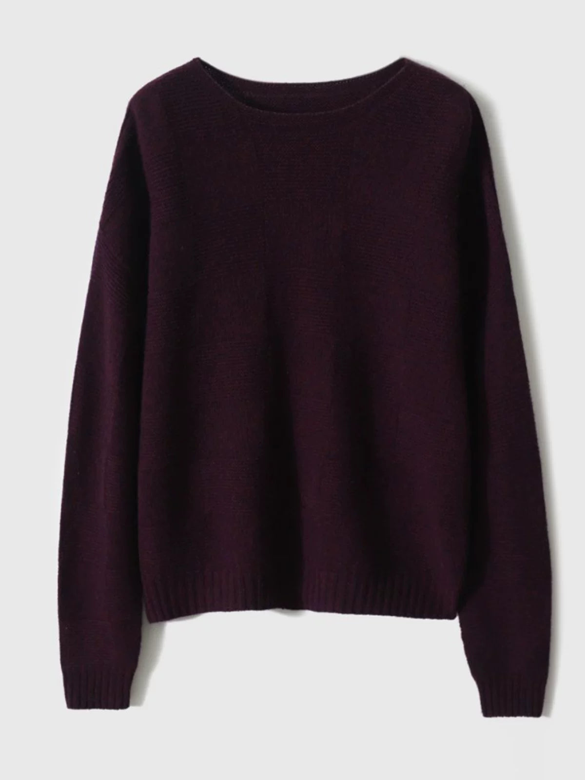 Relaxed Checkerboard Knit Top in Deep Purple