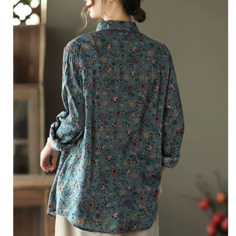 Relaxed Linen-Look Shirt with Standard Collar