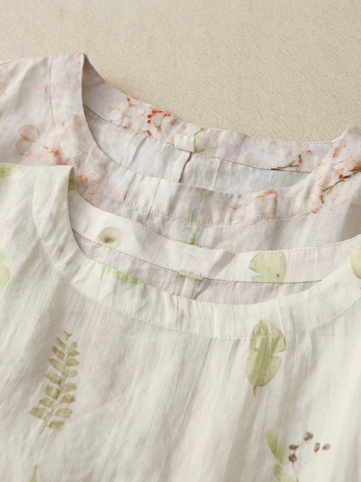 Botanical Print Cotton Linen Half Sleeve Shirt