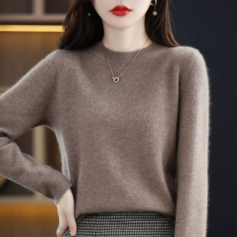 Solid Color Round Neck Simple Relaxed Soft Knit Top