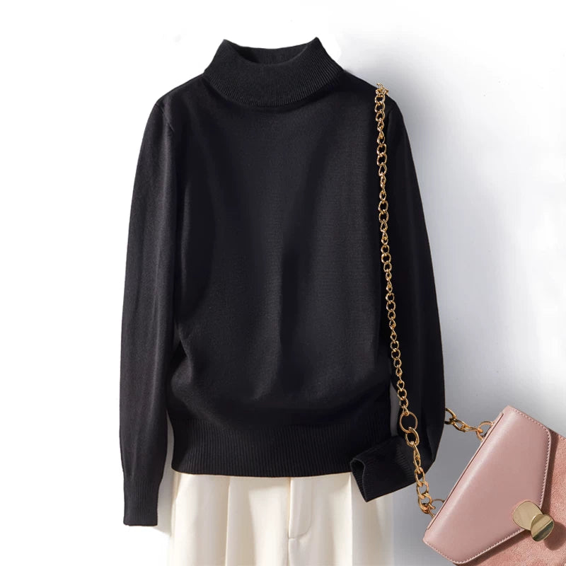 Relaxed Mock Neck Knit Top in Soft Viscose-Spandex