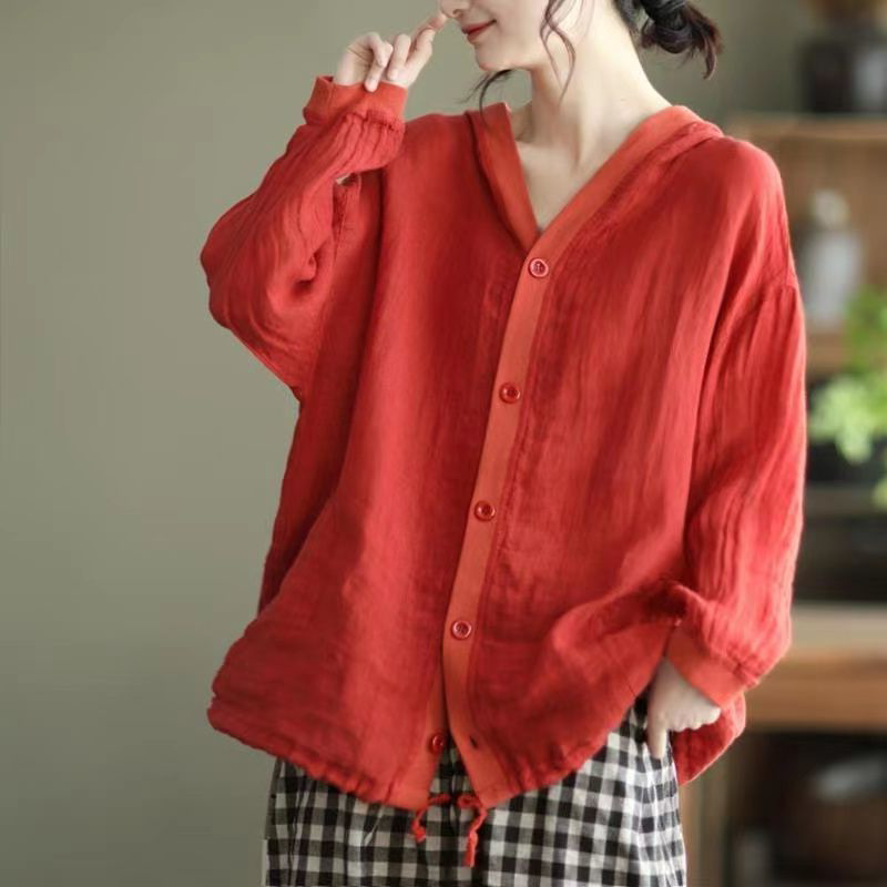 Relaxed Linen Hooded Jacket