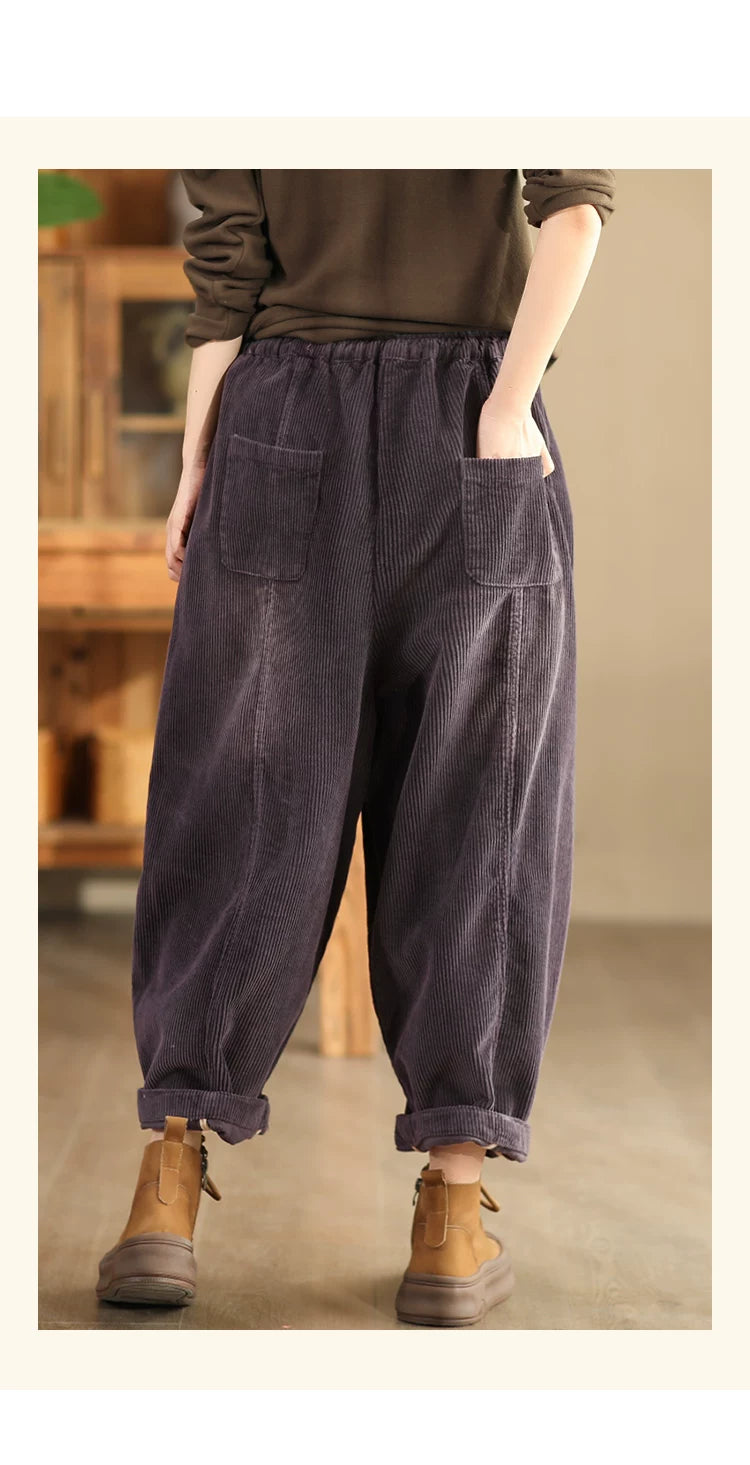 100% Cotton Corduroy Balloon-Leg Pants