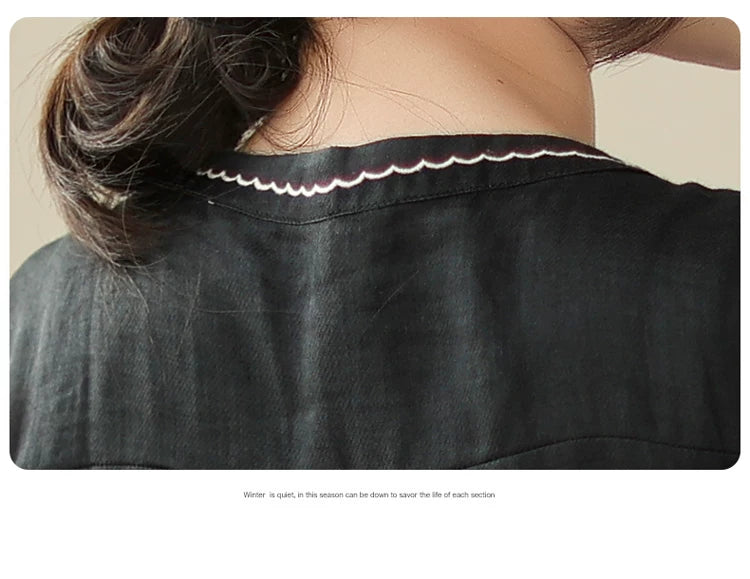 Sheer Mesh Sleeve Top with Embroidered Botanical Detail