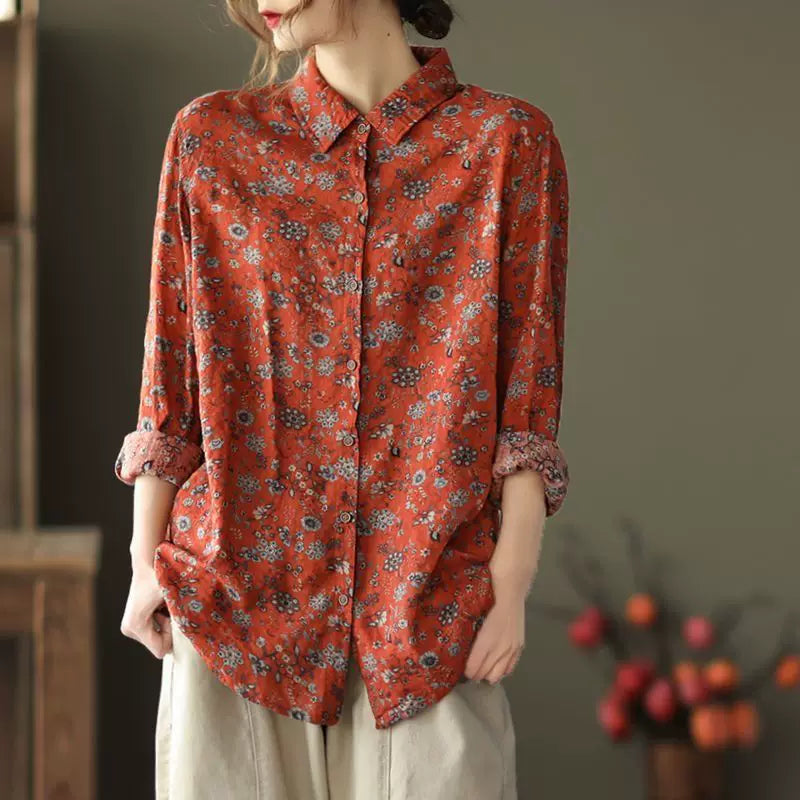 Relaxed Linen-Look Shirt with Standard Collar