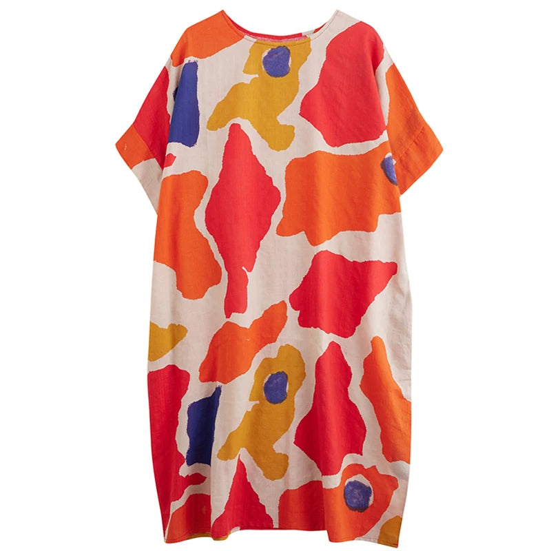 Relaxed Cotton-Linen Midi Dress for Summer