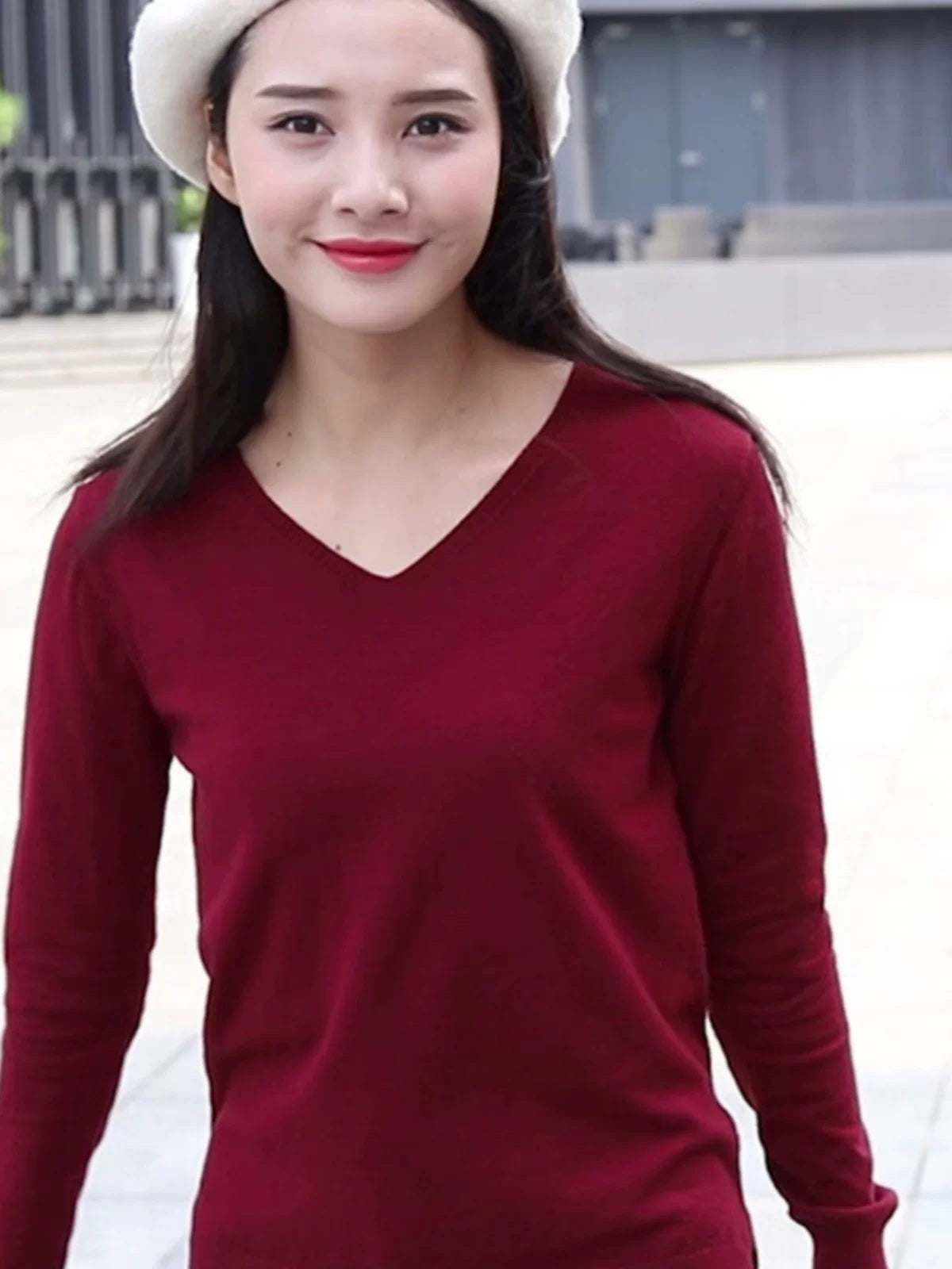 秋季宽松鸡心领毛衣女内搭弹力大码胖MM打底针织衫长袖上衣薄款