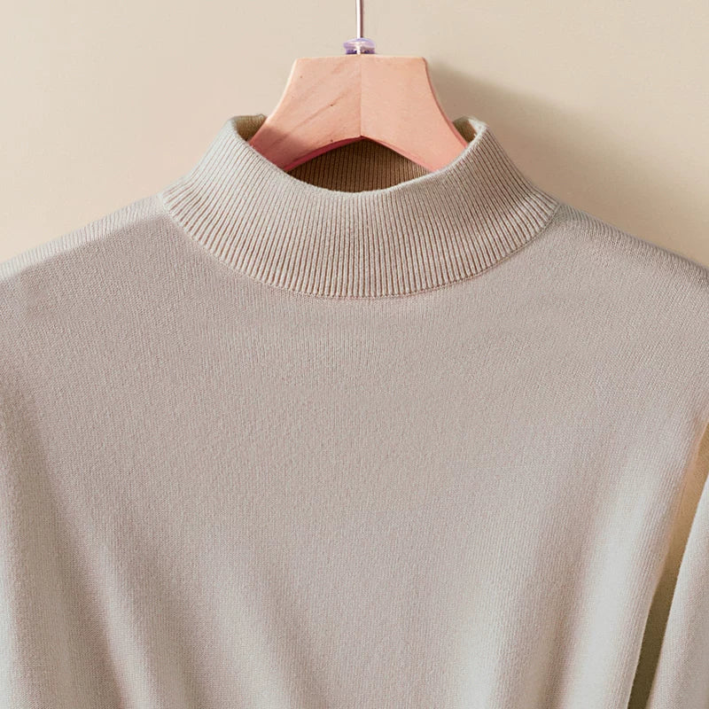 Relaxed Mock Neck Knit Top in Soft Viscose-Spandex