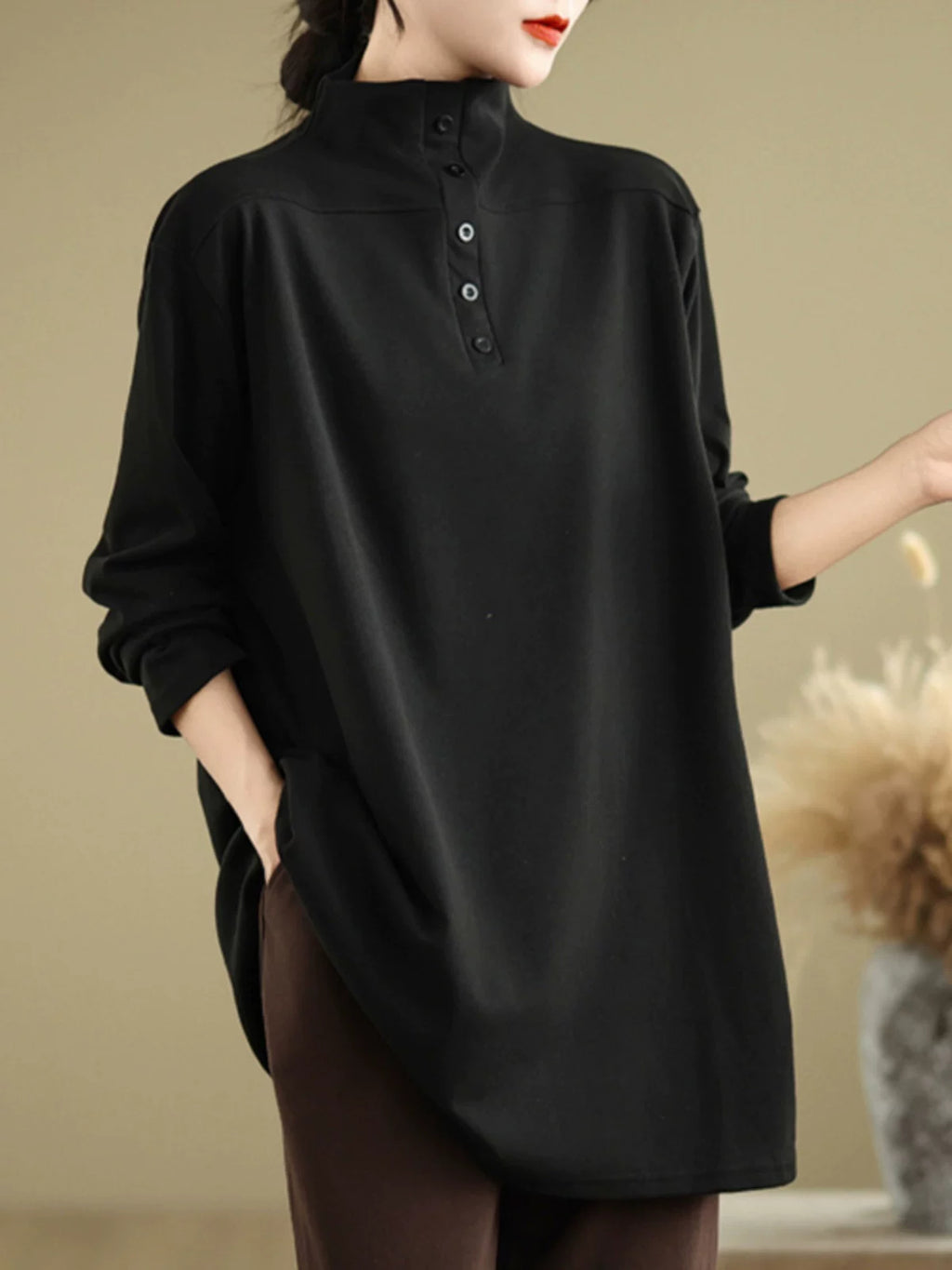 Relaxed Stand Collar Tunic
