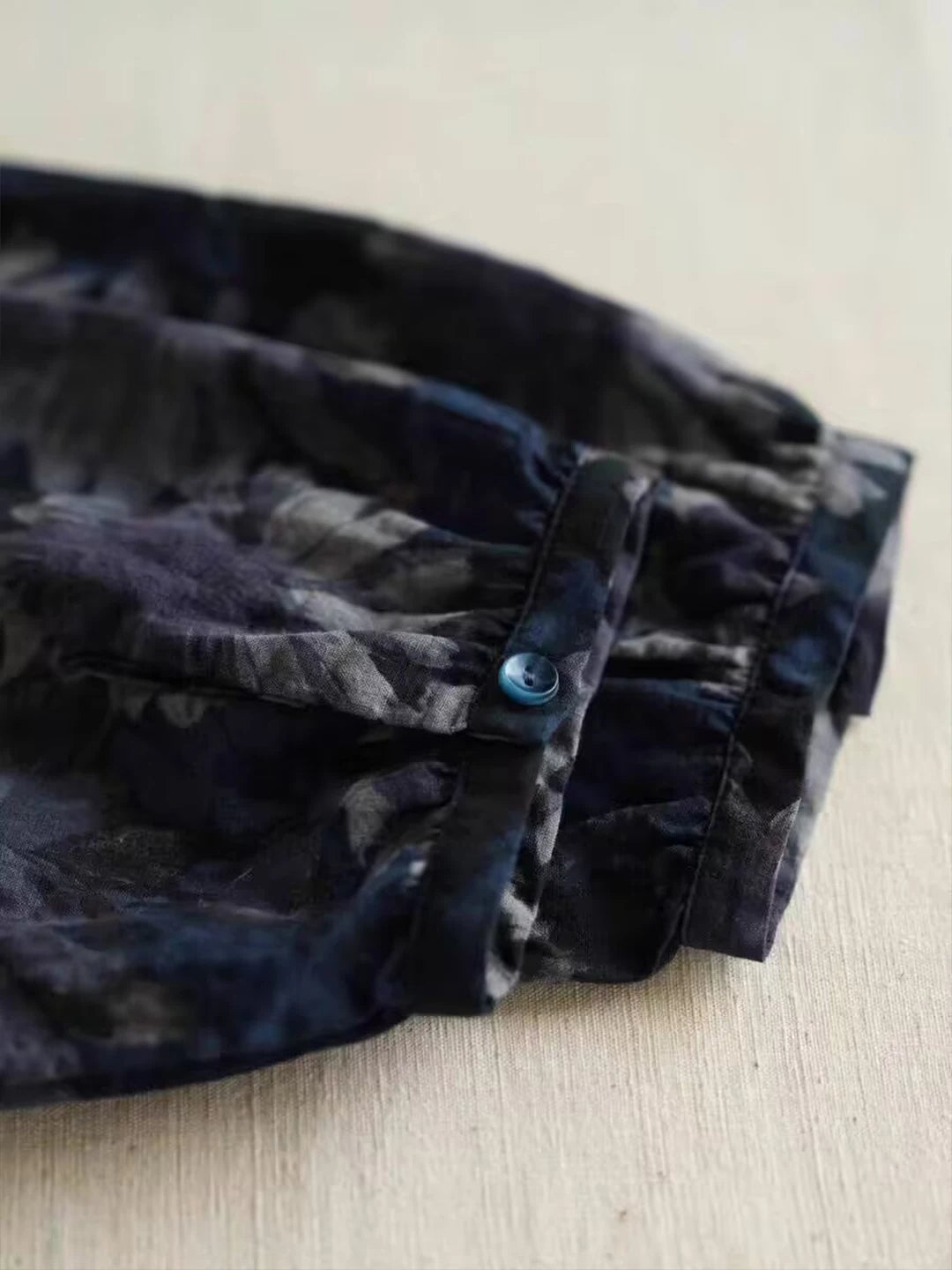 Vintage Print Linen Blouse Dress with Tie Waist