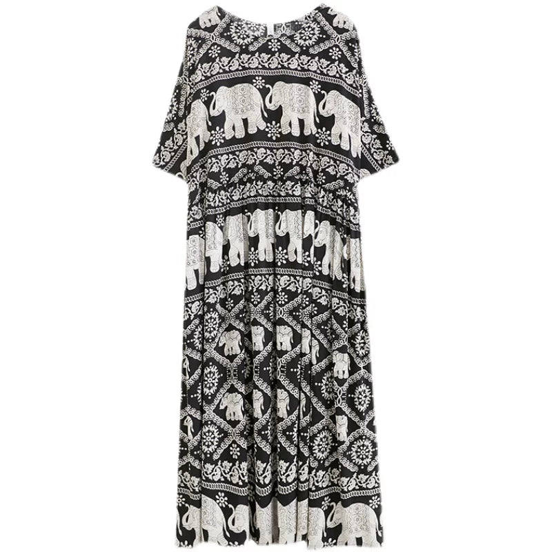 Floral Cotton Blend Midi Dress - Plus Size