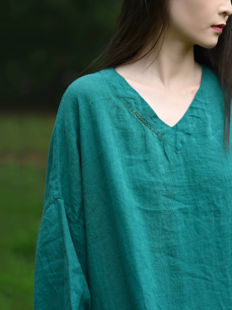Relaxed Linen-Cotton Tunic with Frog Buttons