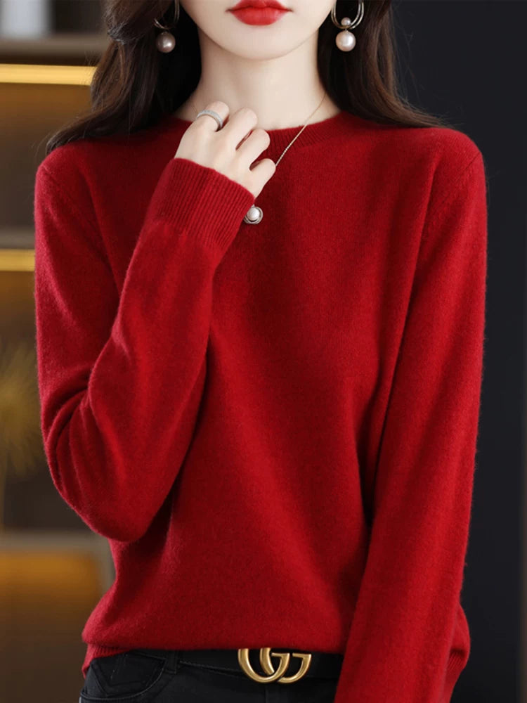 Solid Color Round Neck Simple Relaxed Soft Knit Top