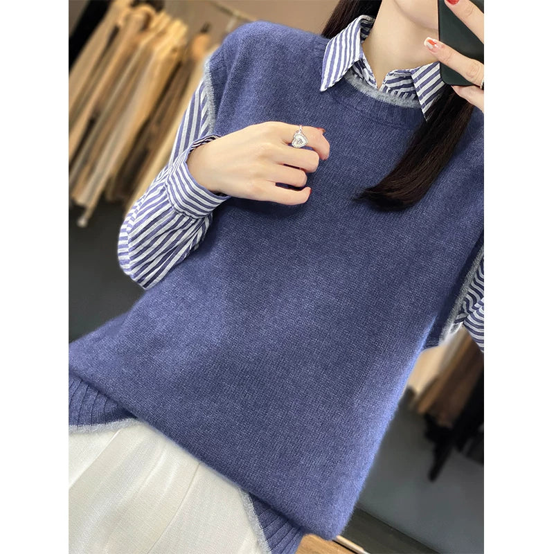 Relaxed Knit Vest with Contrast Trim