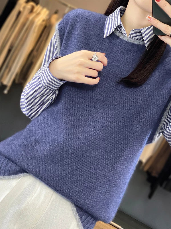 Relaxed Knit Vest with Contrast Trim