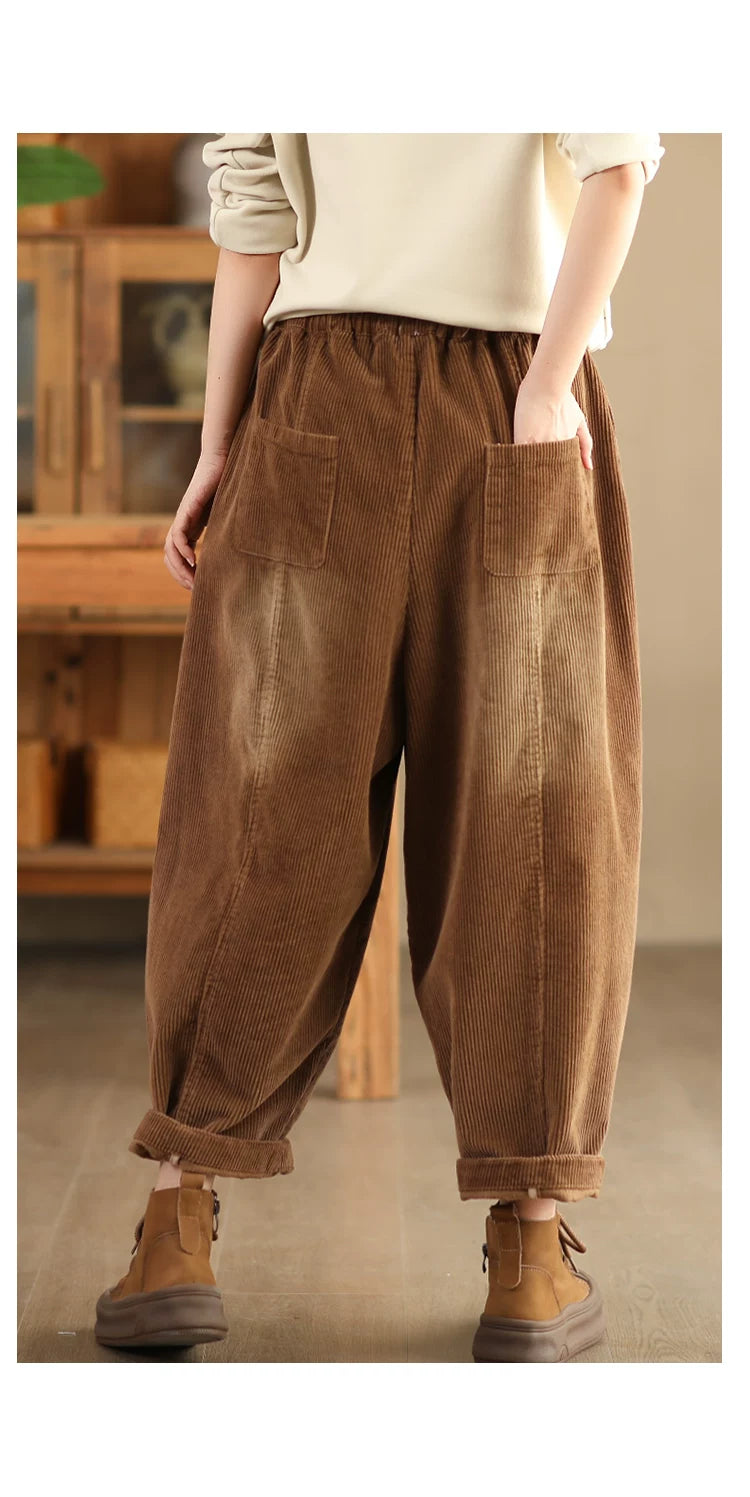 100% Cotton Corduroy Balloon-Leg Pants