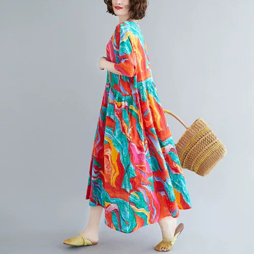 Relaxed Fit Red Midi Dress – Modest & Comfortable
