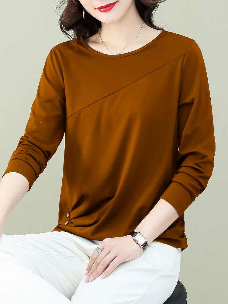 Modal-Blend Top with Asymmetrical Seam & Side Buttons