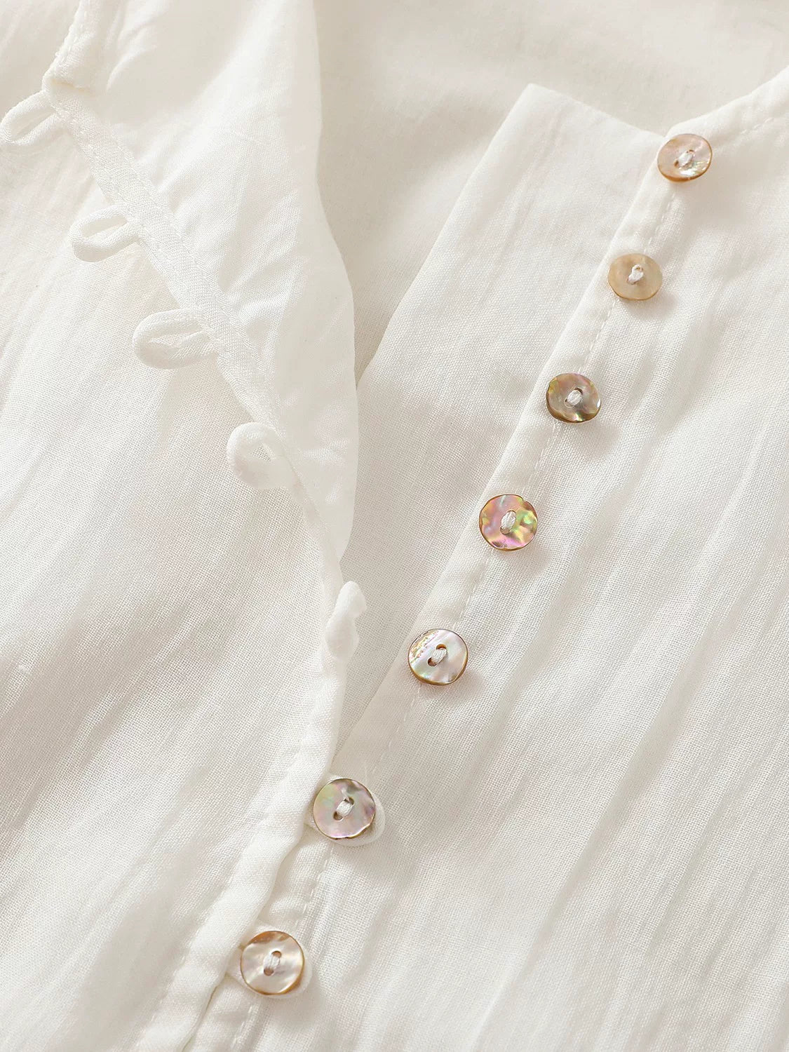Embroidered Three Quarter Sleeve V-Neck Blouse