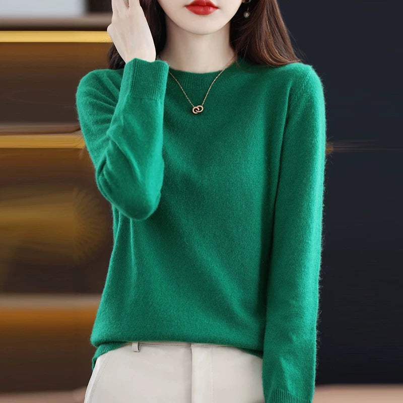 Solid Color Round Neck Simple Relaxed Soft Knit Top