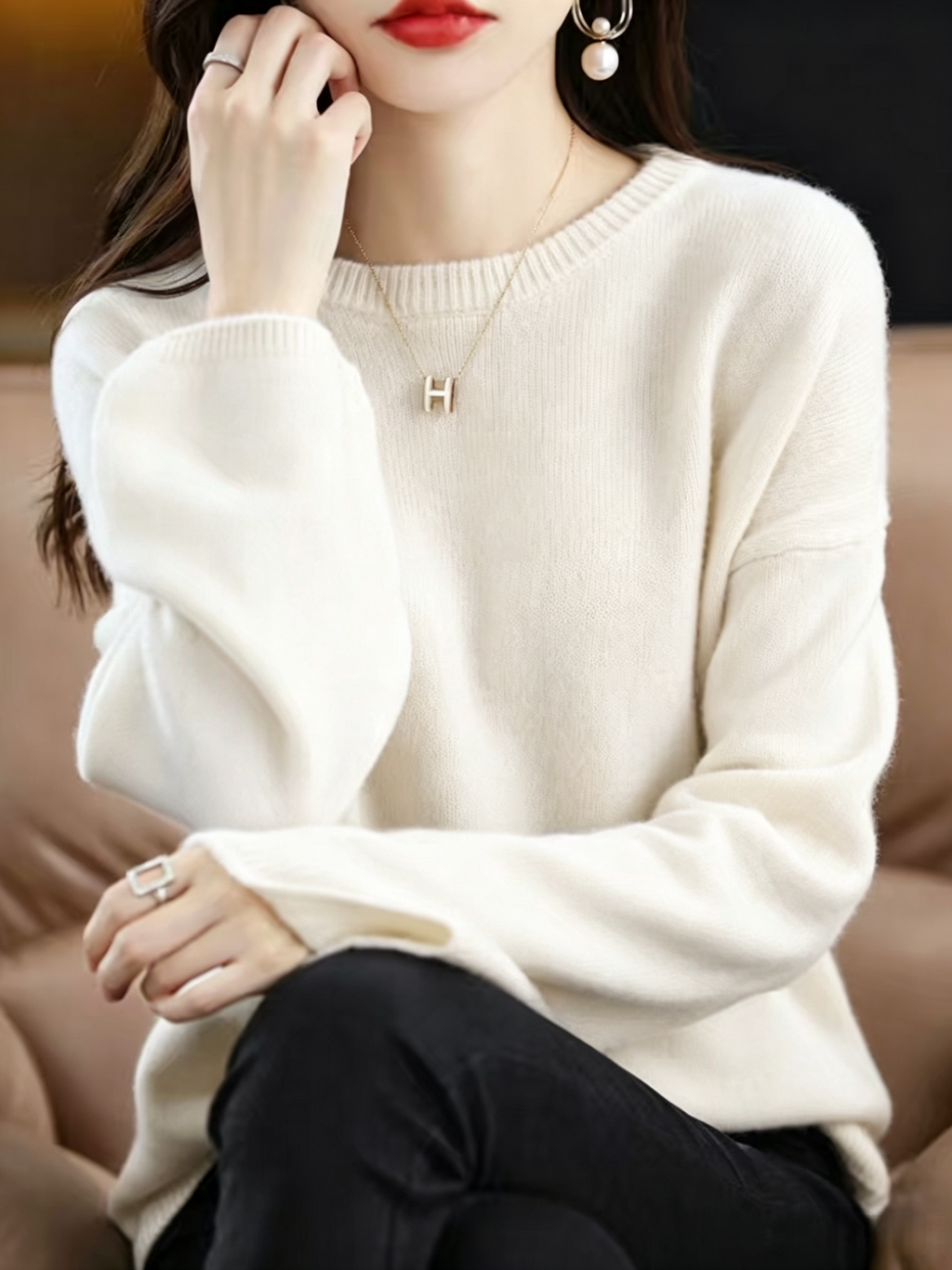 Oversized Drop-Shoulder Sweater in Soft Knit