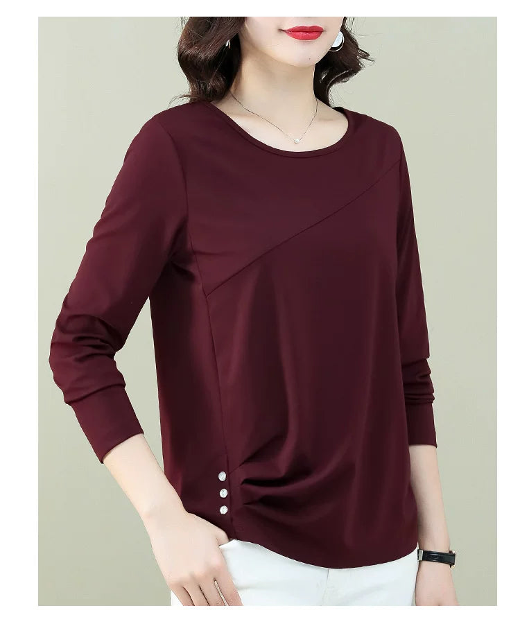 Modal-Blend Top with Asymmetrical Seam & Side Buttons